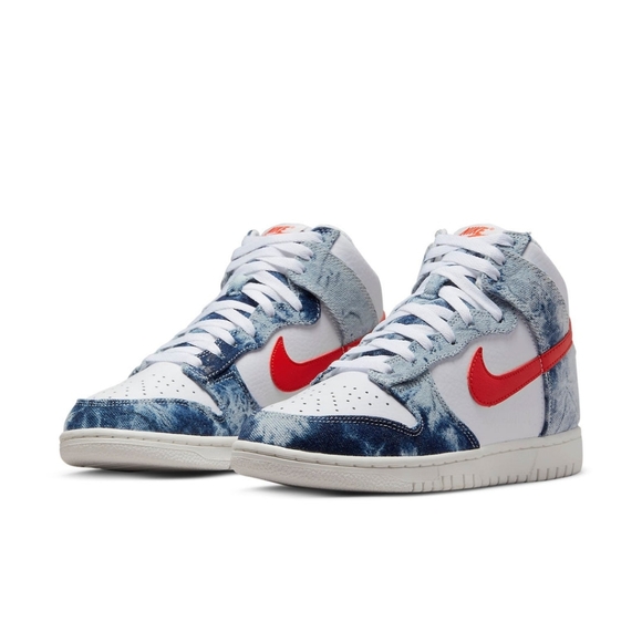 Nike Shoes - Nike Dunk High Denim Blue White/Sail/Habenero Red Unisex W8 M6.5